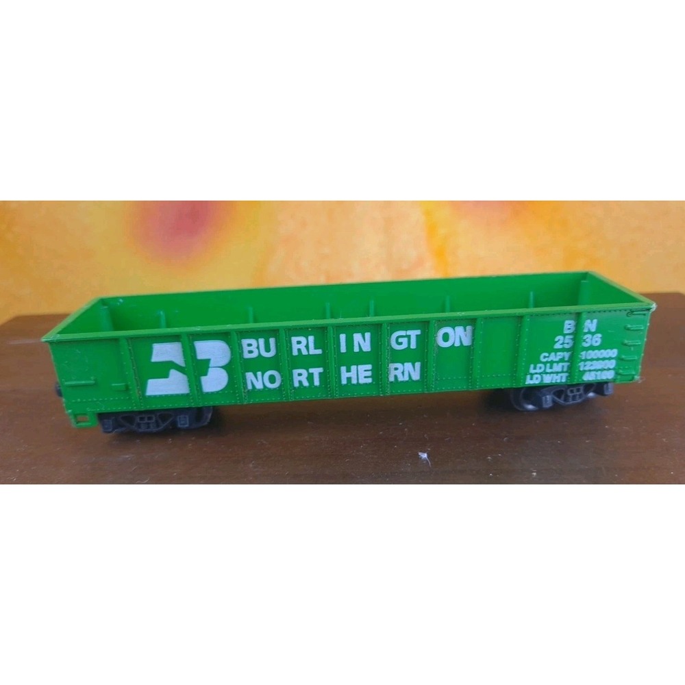 HO Scale Tyco, 40' Gondola, Burlington Northern, Green, #2536 Built K-D